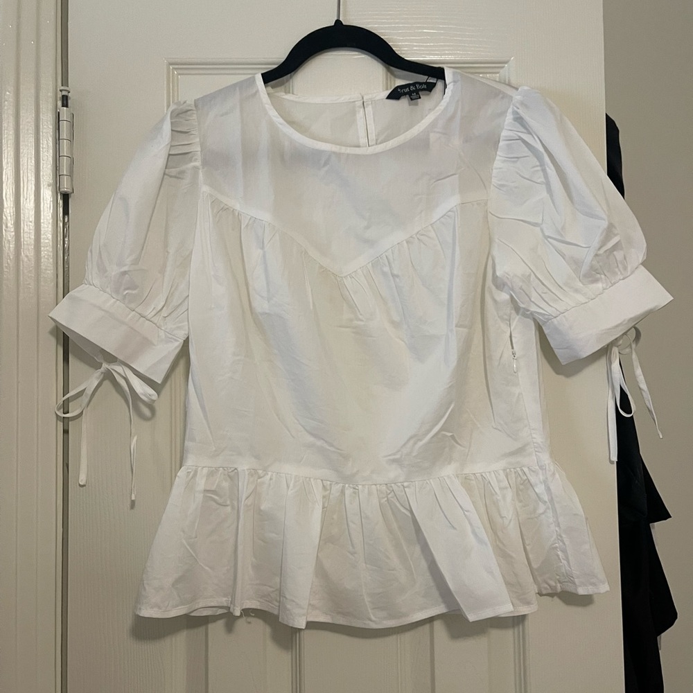 White Peplum Top